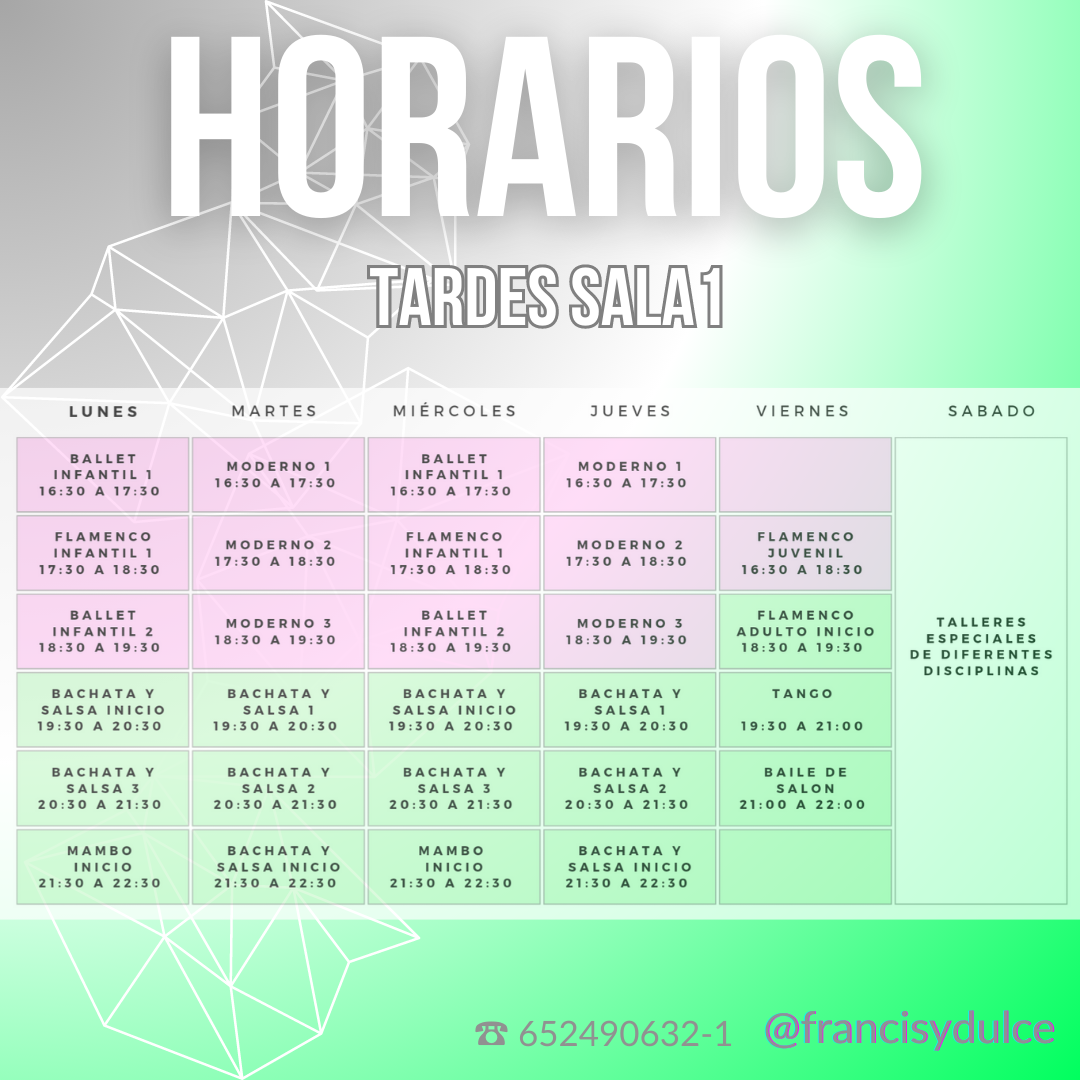 escuela de baile francis y dulce horarios sala 1