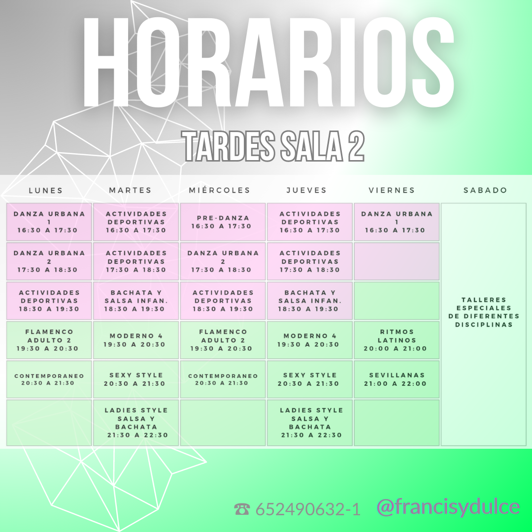 escuela de baile francis y dulce horarios sala 2